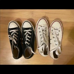 2 PAIRS Black White Converse 36